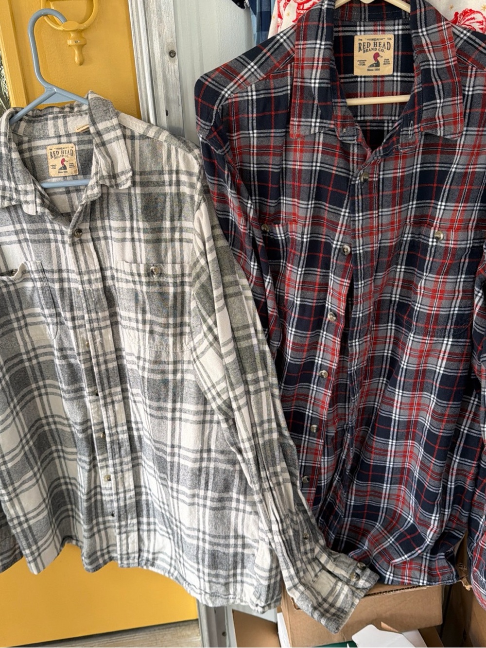 2 Red Head Men’s Plaid Flannel Shirt - Gray and Navy/Red XLT
